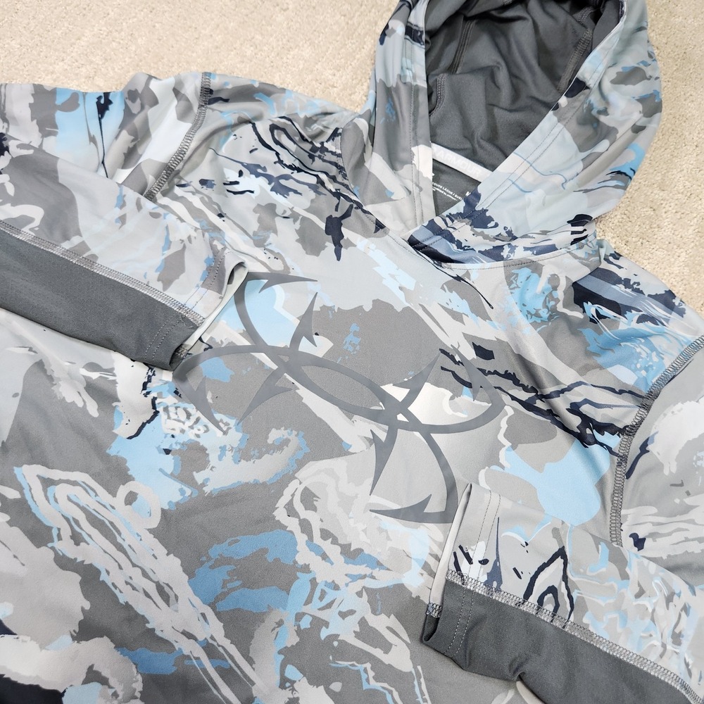 Under Armour Hoodie Men Medium Lightweight Iso Chill Shorebreak Camo Fishing UPF - Picture 2 of 10